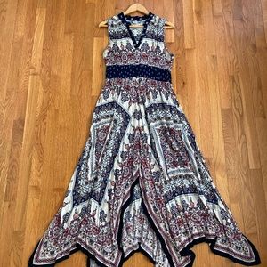 Bila Handkerchief Hem Maxi Boho Dress - L